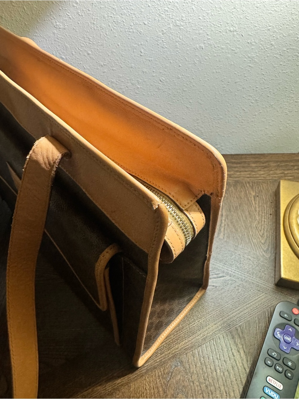 Authentic Celine Classic Brown Tan Leather-Trim tote - Picture 5 of 16